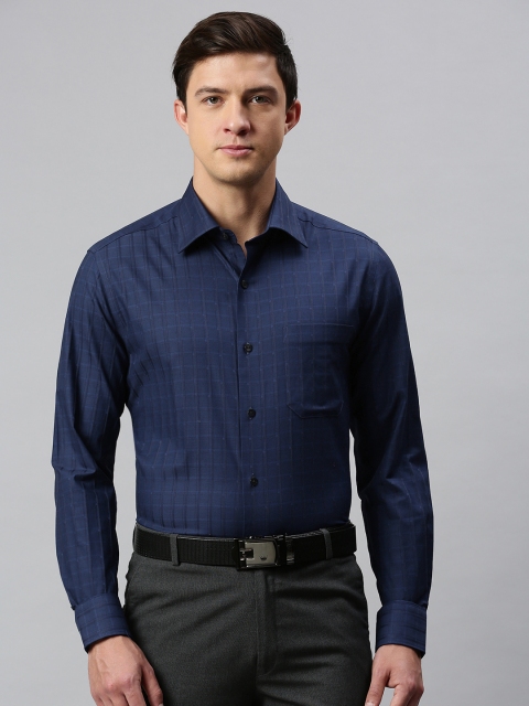 

Louis Philippe Men Navy Blue & Black Regular Fit Checked Formal Shirt