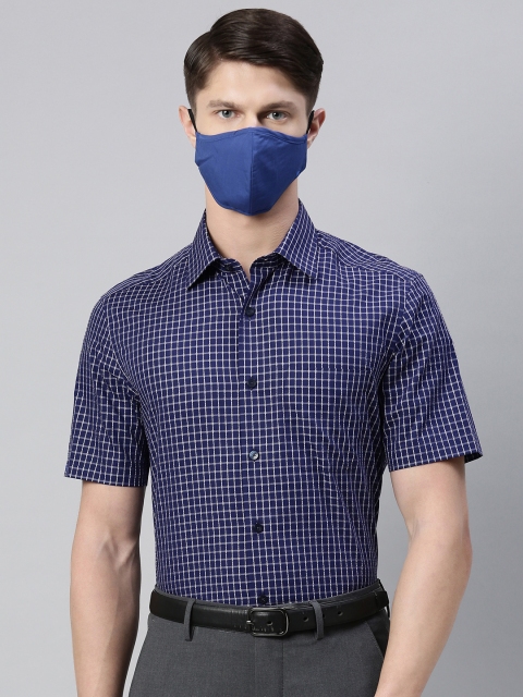 

Louis Philippe Men Navy Blue & White Classic Fit Checked Casual Shirt