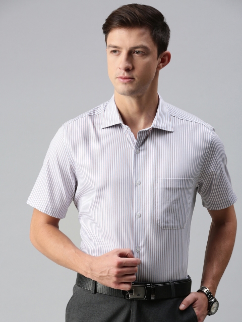 

Louis Philippe Men White Classic Striped Formal Shirt