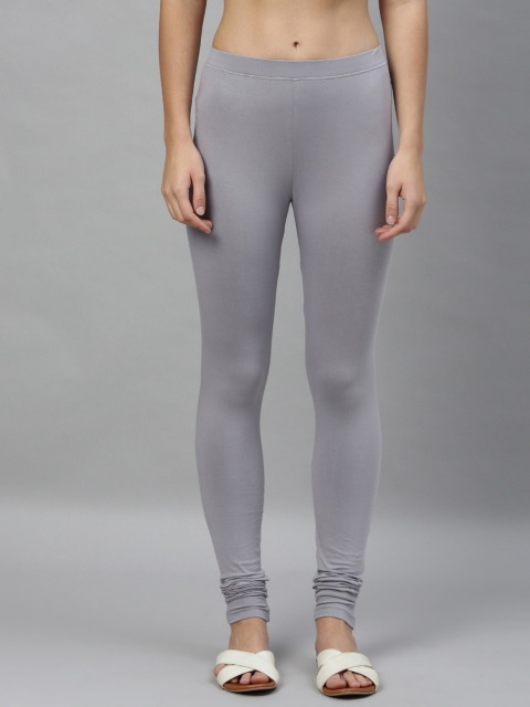

Kryptic Women Grey Solid Churidar-Length Leggings