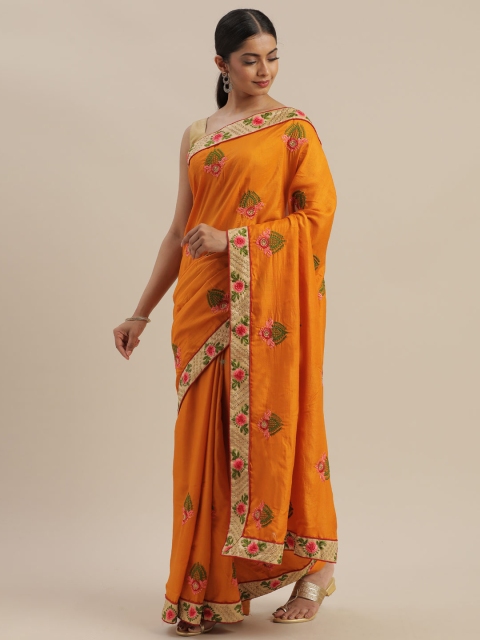 

Mitera Mustard Yellow Embroidered Kota Saree