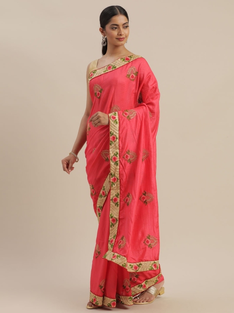 

Mitera Pink Embroidered Kota Saree