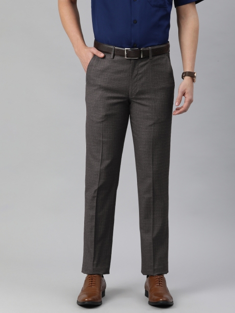 

Louis Philippe Men Charcoal Grey Slim Fit Low-Rise Formal Trousers