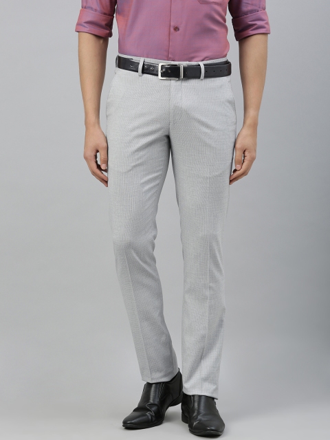 

Louis Philippe Men Grey Super Slim Fit Self Design Formal Trousers