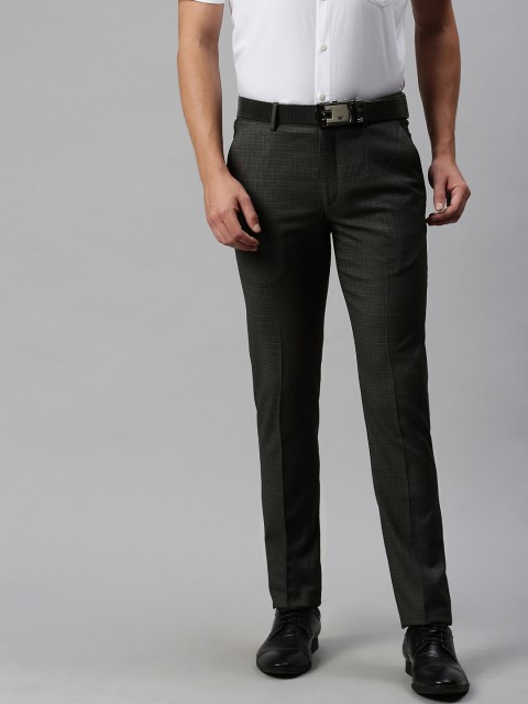 

Louis Philippe Men Charcoal & Grey Super Slim Fit Checked Formal Trousers