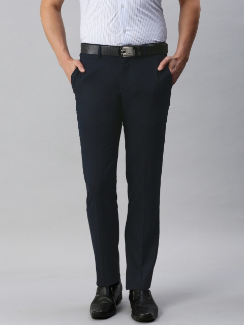 

Louis Philippe Men Navy Blue Slim Fit Solid Regular Trousers