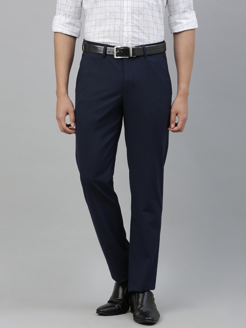 

Louis Philippe Men Navy Blue Slim Fit Solid Formal Trousers