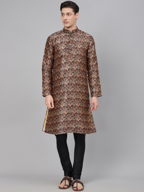 

Readiprint Fashions Men Brown & Black Printed Kurta with Churidar