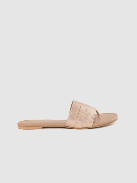 

DressBerry Women Rose Gold-Toned Solid Open Toe Flats