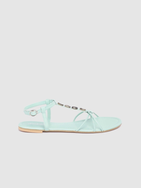 

DressBerry Women Sea Green Embellished Open Toe Flats