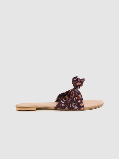 

DressBerry Women Purple & Orange Floral Print Open Toe Flats