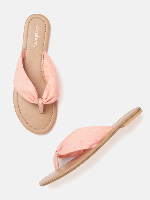 

DressBerry Women Peach-Coloured Woven Design Handcrafted Open Toe Flats