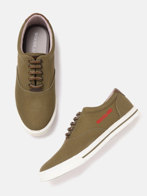 

Woodland Men Olive Brown Solid Sneakers
