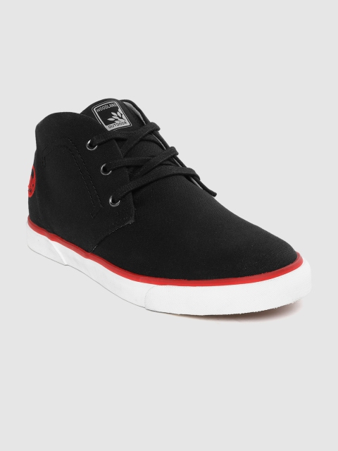 

Woodland Men Black Solid Mid-Top Sneakers
