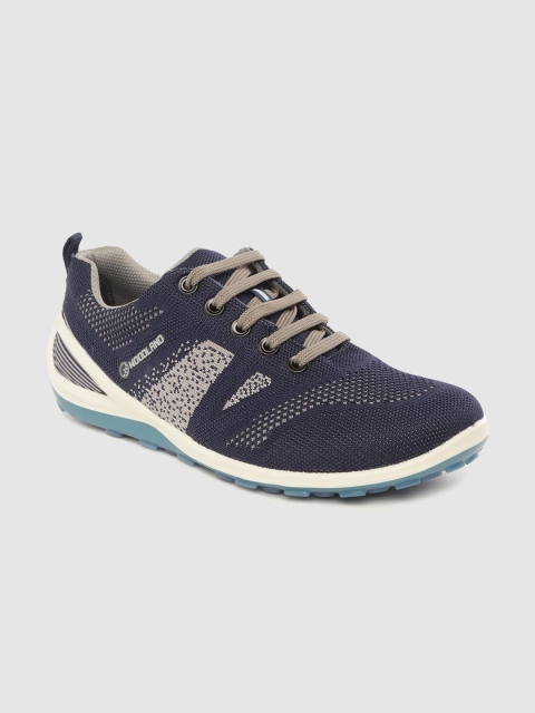 

Woodland Men Navy Blue & Grey Woven Design Knitted Sneakers