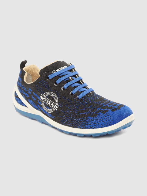 

Woodland Men Black & Blue Woven Design Knitted Sneakers