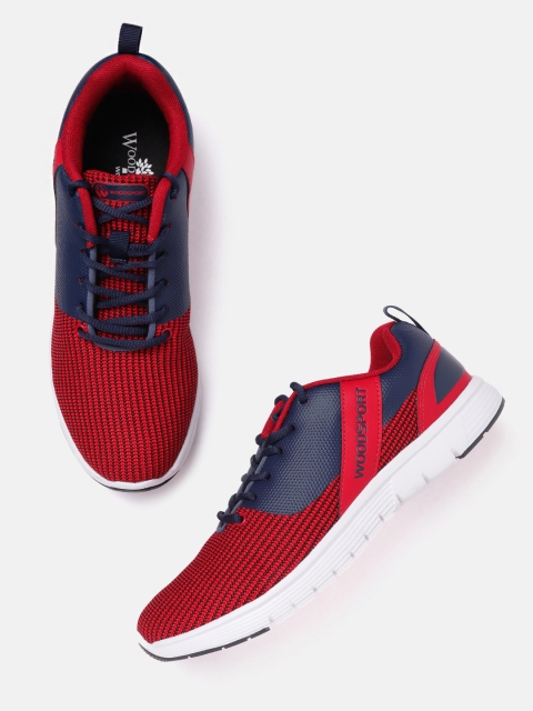 

Woodland Men Red & Navy Self-Striped Sneakers