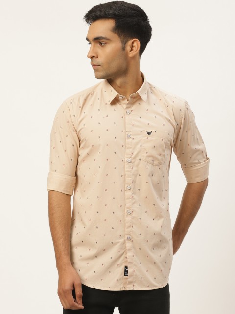 

RED & BLUE Men Beige & Red Slim Fit Printed Casual Shirt