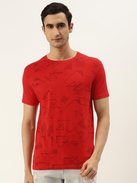 

RED & BLUE Men Red Printed Round Neck T-shirt