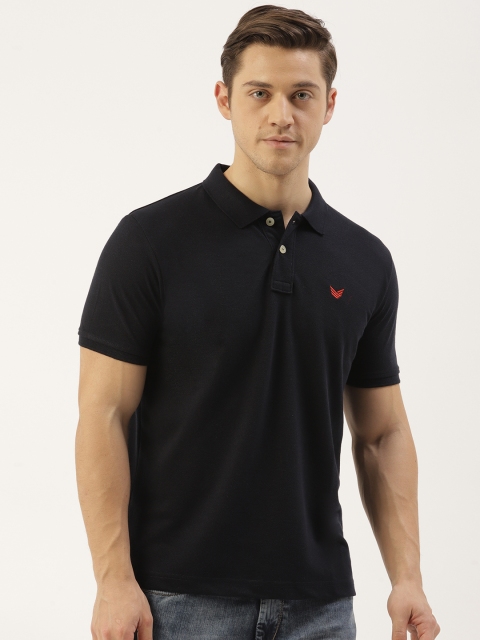 

RED & BLUE Men Black Solid Polo Collar T-shirt