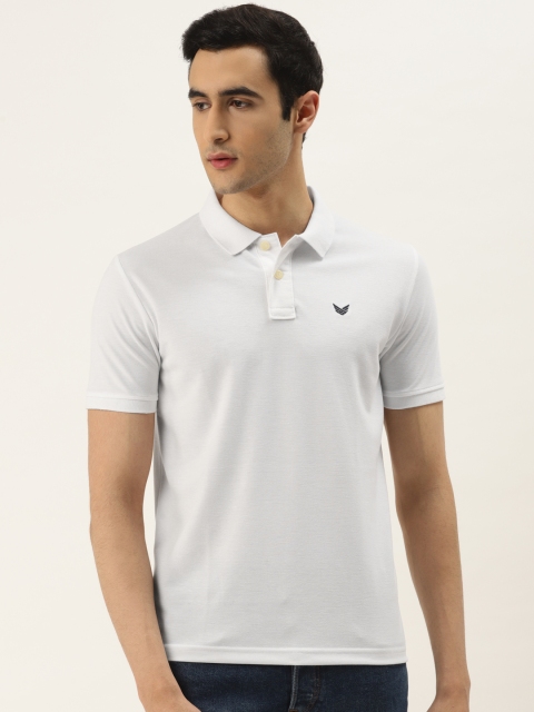 

RED & BLUE Men White Solid Polo Collar T-shirt