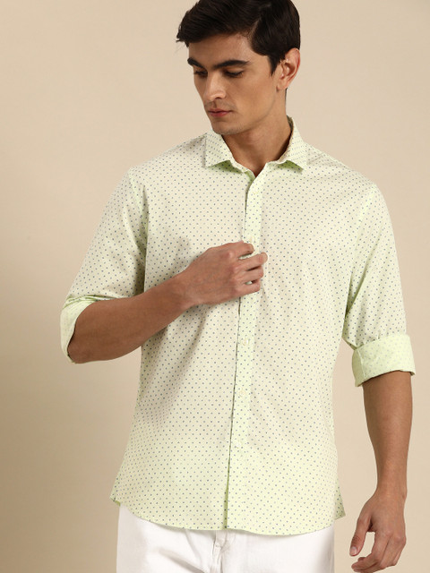 

ether Men Yellow & Blue Regular Fit Printed Casual Shirt