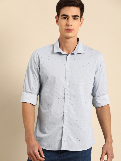 

ether Men Blue & White Regular Fit Striped Casual Shirt