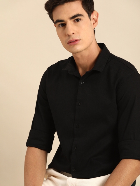 

ether Men Black Regular Fit Solid Casual Shirt