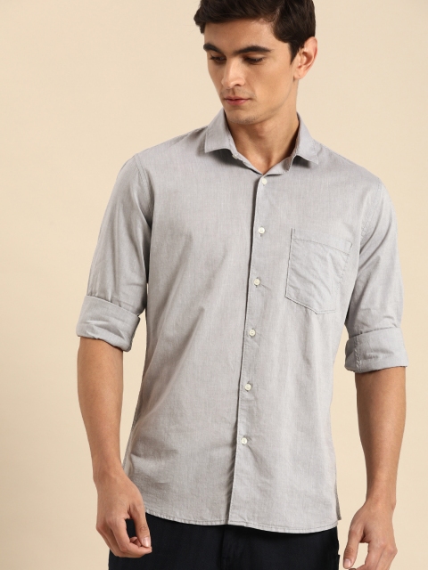 

ether Men Grey Regular Fit Solid Casual Shirt