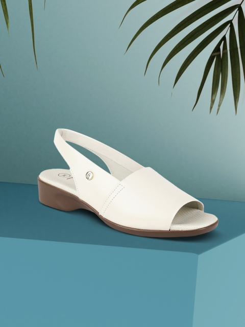 

Hush Puppies Women White Solid Leather Heels