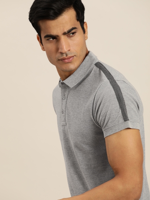 

INVICTUS Men Grey Melange Solid Polo Collar Sports T-shirt