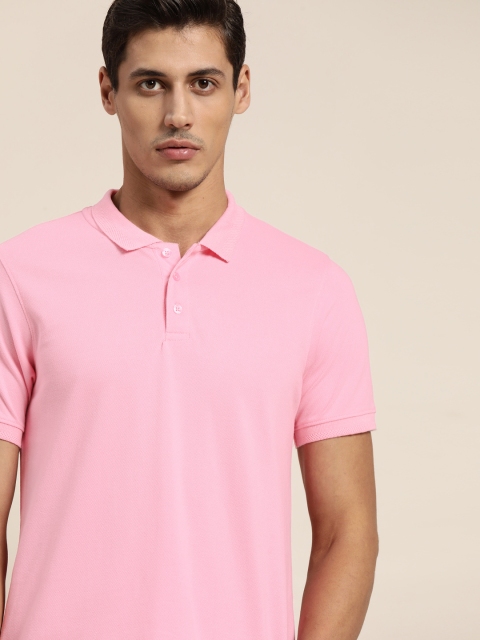 

INVICTUS Men Pink Pure Cotton Polo Collar T-shirt