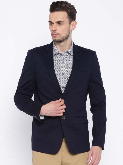 

Solly Sport by Allen Solly Navy Slim Fit Solid Formal Blazer, Navy blue