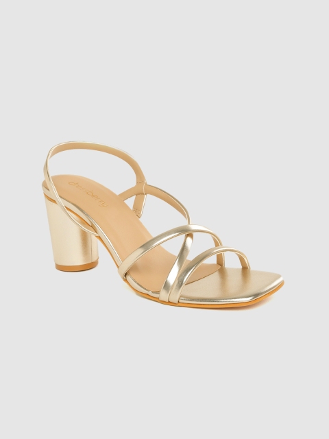 

DressBerry Gold-Toned Solid Block Heels