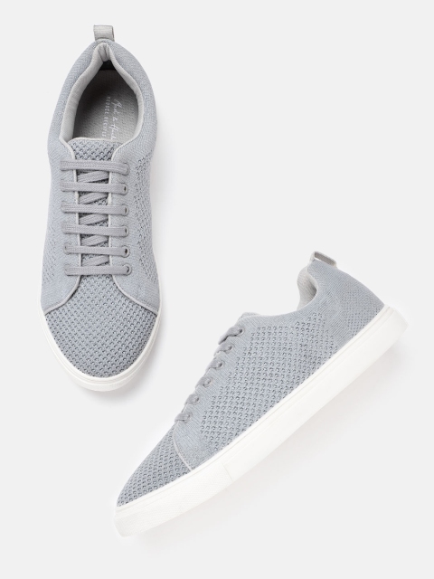 

Mast & Harbour Men Grey Woven Design Sustainable Sneakers