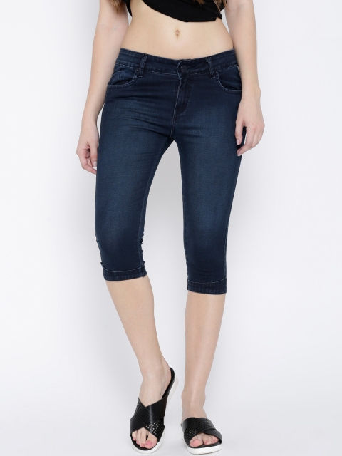 

Devis Navy Washed Slim Denim Capris, Navy blue