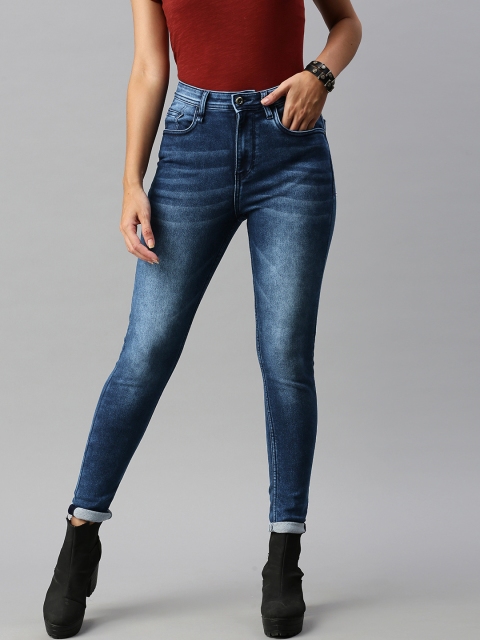 

Roadster Women Blue Comfort Denim Super Skinny Fit High-Rise Heavy Fade Stretchable Jeans