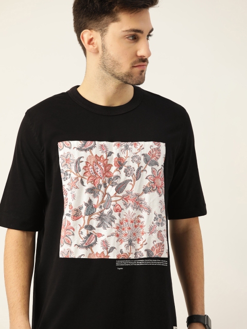 

Mr Bowerbird Men Black Ethnic Print Boxy Pure Cotton T-shirt