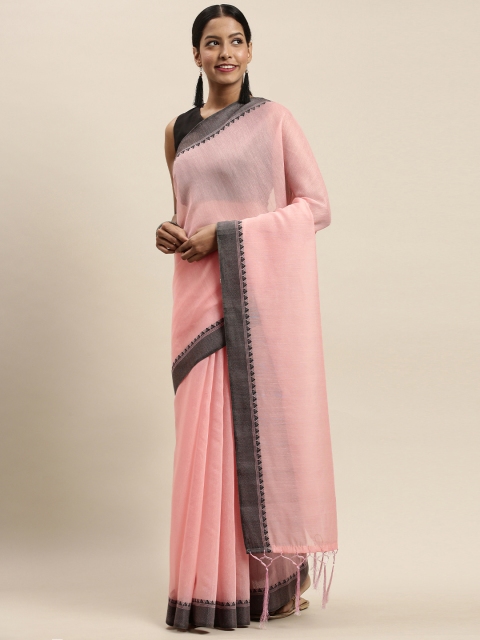 

Nanda Silk Mills Pink Solid Silk Cotton Saree