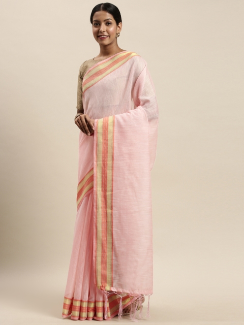 

Nanda Silk Mills Pink Solid Saree