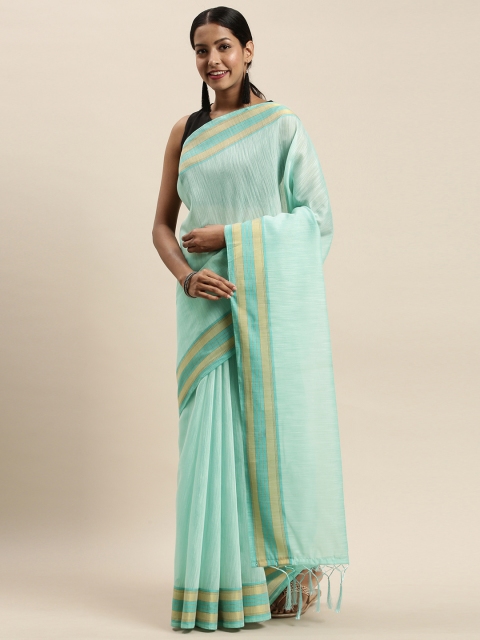 

Nanda Silk Mills Sea Green Solid Silk Cotton Saree