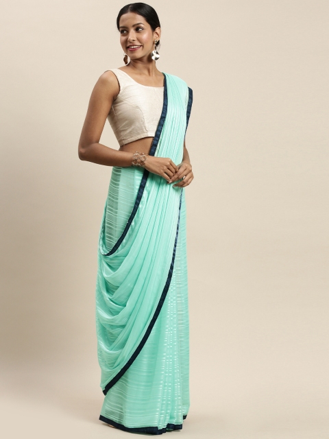 

Nanda Silk Mills Blue Striped Satin Saree