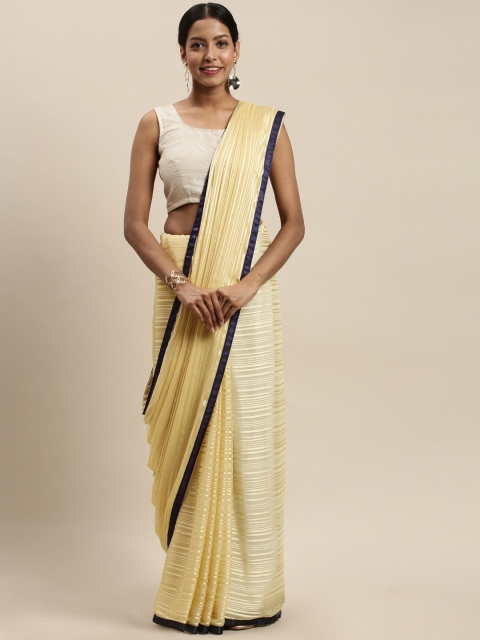 

Nanda Silk Mills Yellow Striped Satin Saree