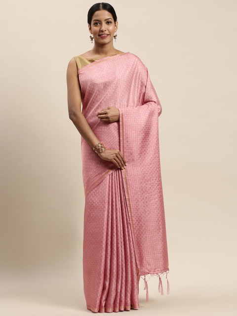 

Nanda Silk Mills Pink Checked Poly Silk Saree