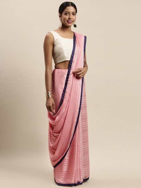 

Nanda Silk Mills Pink Striped Satin Saree