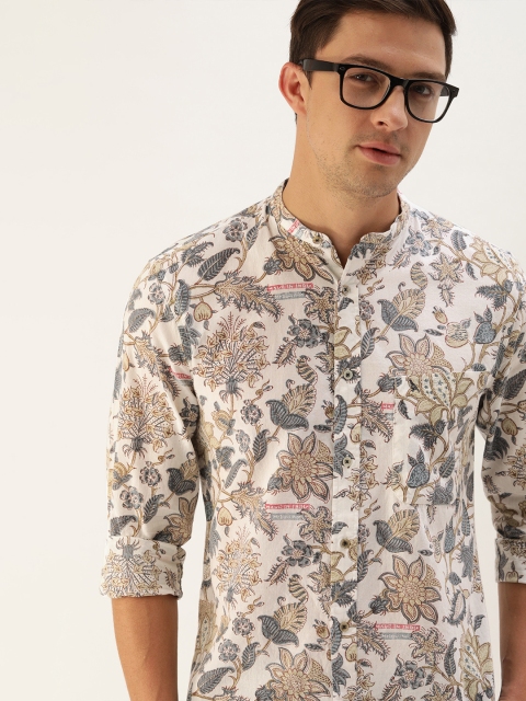 

Mr Bowerbird Men Made In India Natural Dyed Hand Block Printed Khusrow Shirt, White