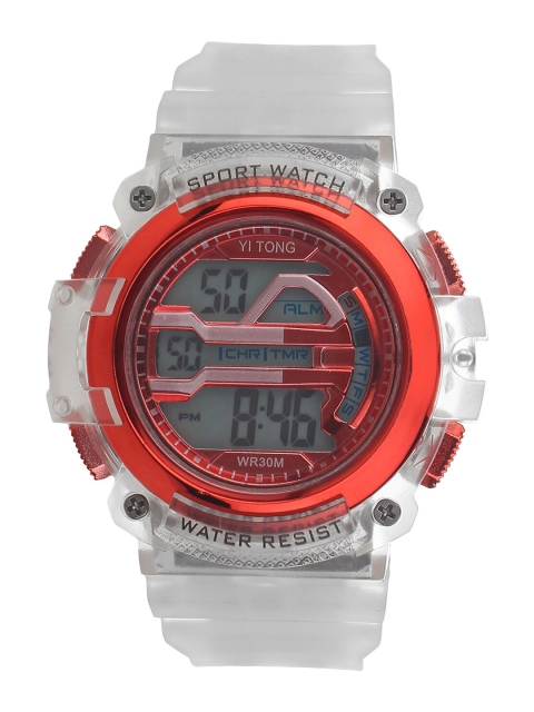 

FLUID Women Red & Silver-Toned Digital Watch FLW-Sport Digital-B-RD