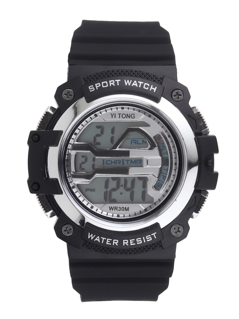 

FLUID Women Silver-Toned & Black Digital Watch FLW-Sport Digital-G-SL
