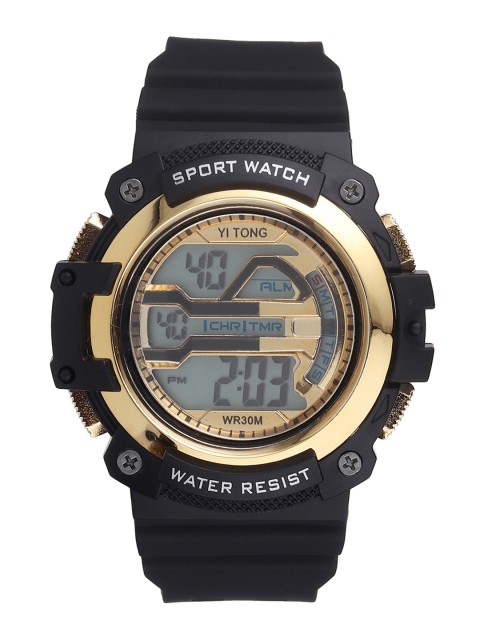 

FLUID Women Gold-Toned & Black Digital Watch FLW-Sport Digital-G-GD