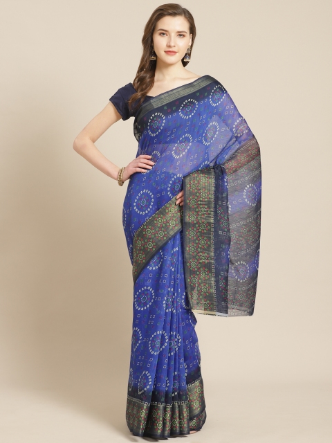 

Kalista Blue & Off-White Bandhani Print Saree